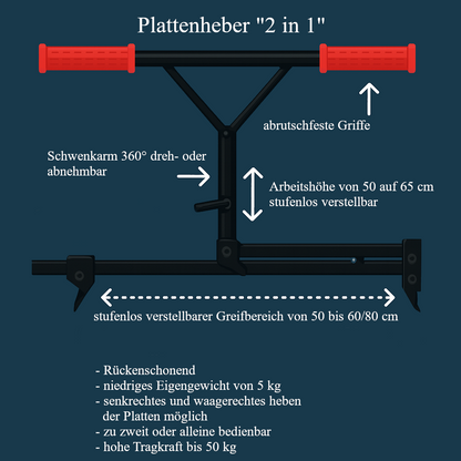 Plattenheber "2 in 1" von 30-60 / 80cm